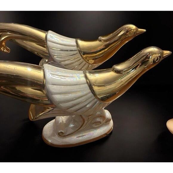 Vintage -MCM -Pair Of Belmonte Porcelain Gold Pheasants 12 In- Perfect Condition - Picture 2 of 10